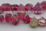 CTD3625 Top drilled 8*10mm - 10*14mm freeform pink tourmaline beads