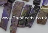 CTD3640 Top drilled 6*15mm - 10*35mm sticks charoite beads