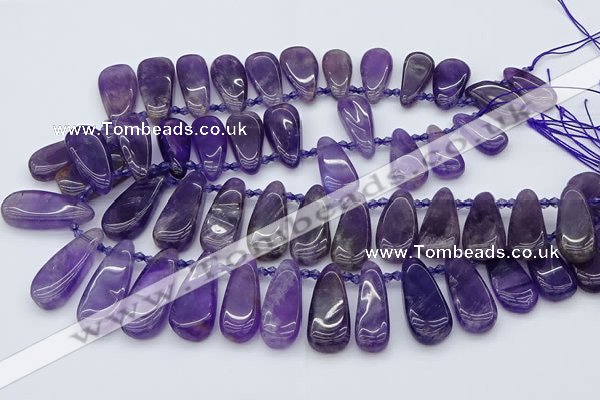 CTD3646 Top drilled 10*20mm - 15*45mm freeform matte amethyst beads