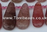 CTD3650 Top drilled 10*20mm - 15*45mm freeform strawberry quartz beads
