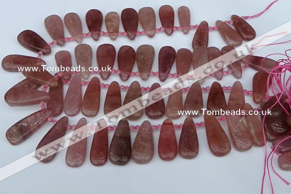 CTD3650 Top drilled 10*20mm - 15*45mm freeform strawberry quartz beads