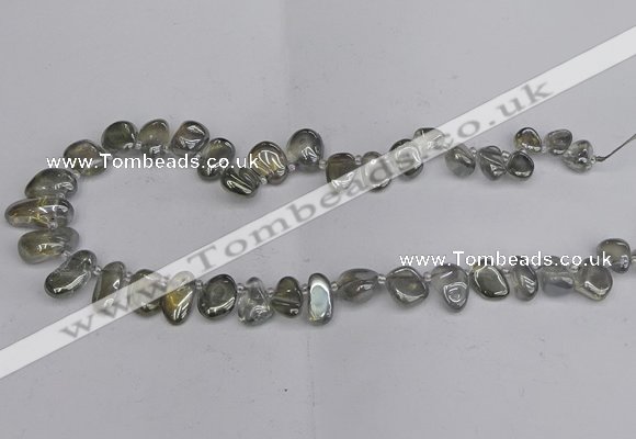 CTD3672 Top drilled 5*8mm - 10*14mm freeform plated white crystal beads