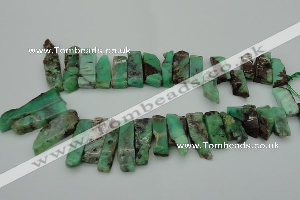 CTD368 Top drilled 10*25mm - 10*45mm wand Australia chrysoprase beads