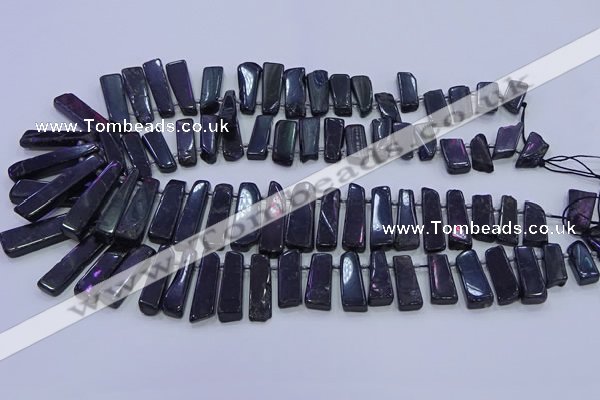 CTD3692 Top drilled 8*18mm - 10*40mm sticks black tourmaline beads