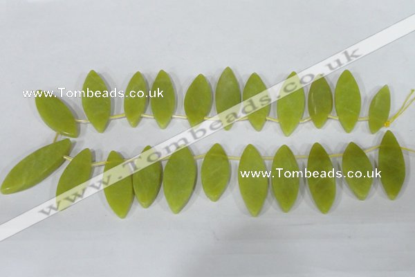 CTD37 Top drilled 10*35mm – 15*45mm marquise Korean jade beads