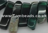 CTD370 Top drilled 10*28mm - 10*50mm wand green agate beads