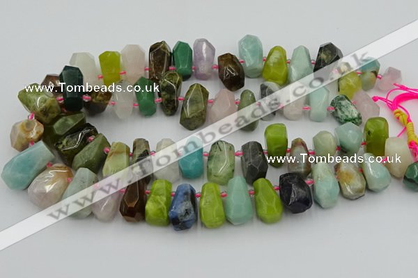 CTD3700 Top drilled 10*15mm - 15*25mm faceted nuggets mixed gemstone beads