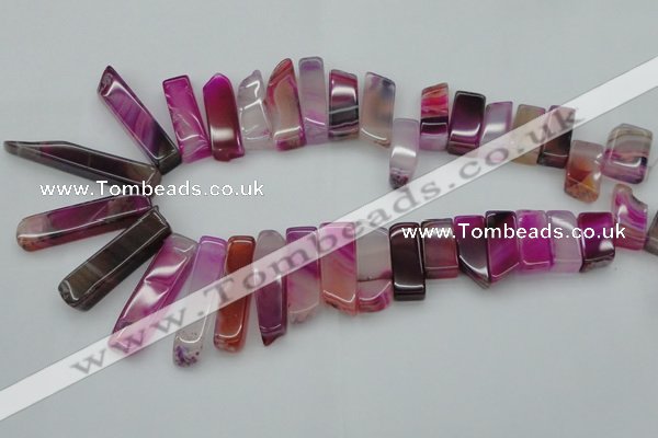 CTD371 Top drilled 10*20mm - 12*55mm wand fuchsia agate beads