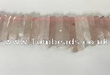 CTD3721 Top drilled 8*20mm - 10*50mm sticks rose quartz beads