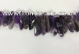 CTD3723 Top drilled 8*20mm - 10*50mm sticks amethyst beads