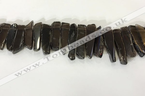 CTD3726 Top drilled 8*20mm - 10*50mm sticks smoky quartz beads