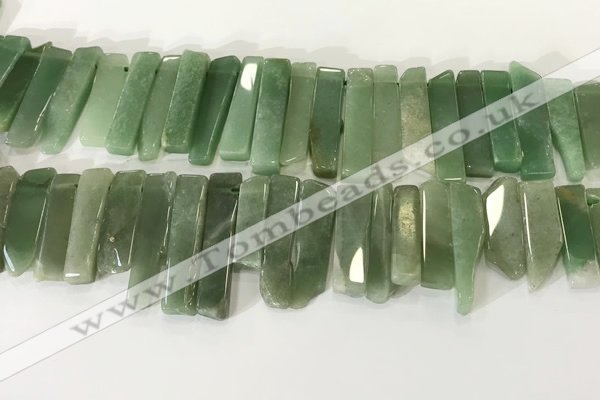 CTD3736 Top drilled 8*20mm - 10*50mm sticks green aventurine beads