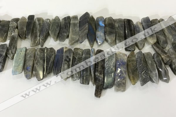 CTD3739 Top drilled 8*20mm - 10*50mm sticks labradorite beads