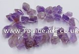 CTD3751 Top drilled 15*20mm - 25*30mm faceted nuggets amethyst beads