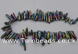 CTD382 Top drilled 5*20mm - 8*35mm sticks plated quartz beads