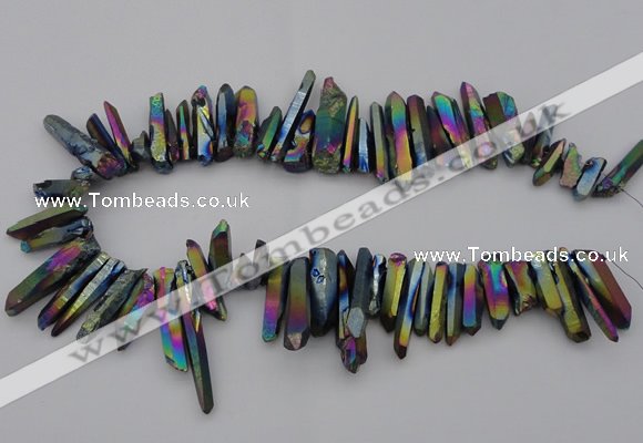 CTD382 Top drilled 5*20mm - 8*35mm sticks plated quartz beads