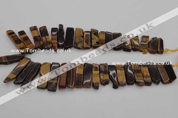 CTD384 Top drilled 10*20mm - 12*50mm wand yellow tiger eye beads