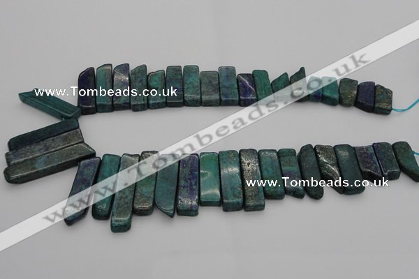 CTD385 Top drilled 10*20mm - 12*50mm wand chrysocolla beads