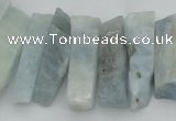 CTD394 Top drilled 8*18mm - 10*50mm wand aquamarine beads