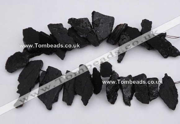 CTD396 Top drilled 10*25mm - 20*35mm nuggets black tourmaline beads
