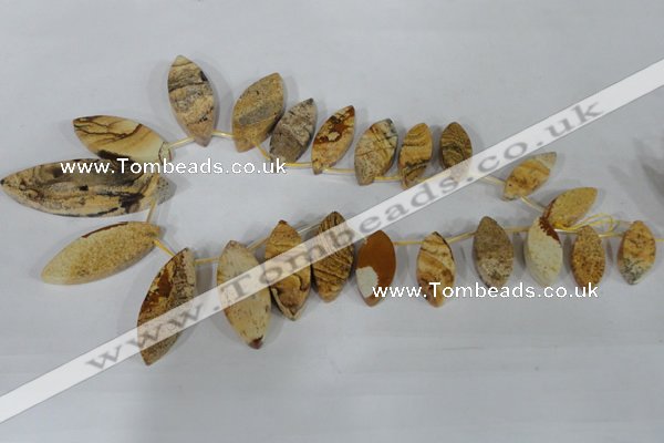 CTD40 Top drilled 10*23mm – 15*40mm marquise picture jasper beads