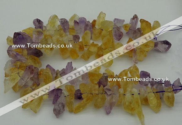 CTD419 Top drilled 10*20mm - 15*35mm nuggets amethyst & citrine beads