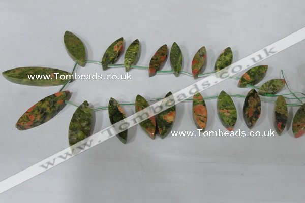 CTD42 Top drilled 10*25mm – 17*50mm marquise unakite gemstone beads