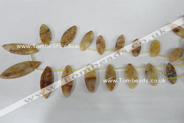 CTD43 Top drilled 12*32mm – 15*37mm marquise Morocco agate beads