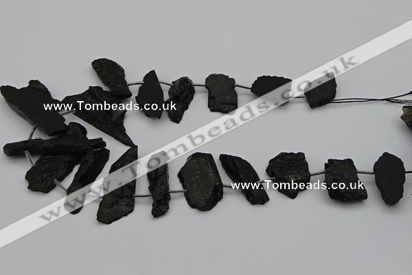 CTD438 Top drilled 10*25mm - 20*45mm freeform black tourmaline beads