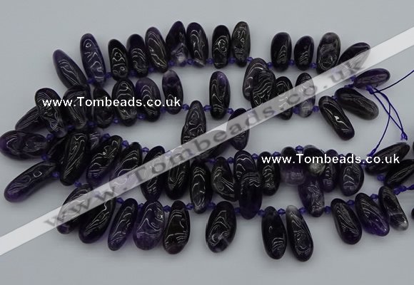 CTD448 Top drilled 10*20mm - 15*30mm freeform amethyst beads