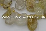 CTD449 Top drilled 10*14mm - 12*20mm freeform golden rutilated quartz beads