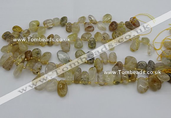 CTD449 Top drilled 10*14mm - 12*20mm freeform golden rutilated quartz beads