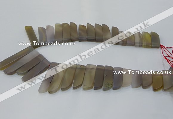 CTD4500 Top drilled 12*25mm - 12*50mm sticks matte grey agate beads