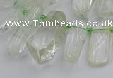 CTD454 15.5 inches 8*20mm - 15*38mm freeform green phantom quartz beads