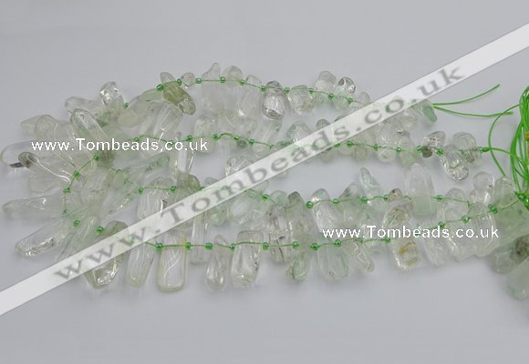 CTD454 15.5 inches 8*20mm - 15*38mm freeform green phantom quartz beads