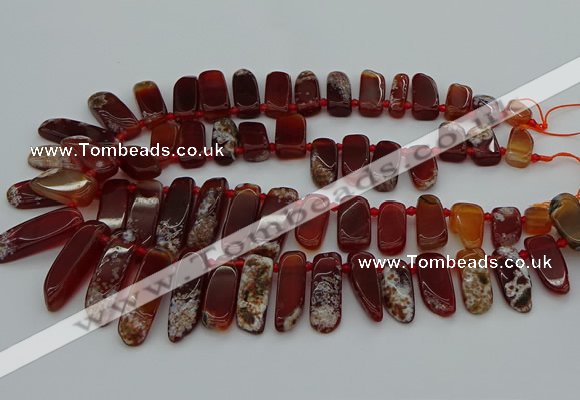 CTD461 15.5 inches 10*20mm - 12*35mm sticks red agate beads