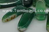 CTD463 15.5 inches 10*20mm - 12*35mm sticks green agate beads