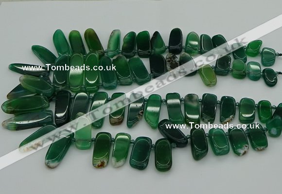 CTD463 15.5 inches 10*20mm - 12*35mm sticks green agate beads