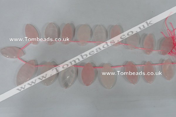 CTD47 Top drilled 12*23mm – 18*50mm marquise rose quartz beads