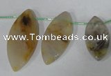 CTD48 Top drilled 15*30mm – 16*45mm marquise bamboo leaf agate beads