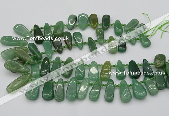 CTD488 Top drilled 10*22mm - 15*45mm freeform green aventurine beads