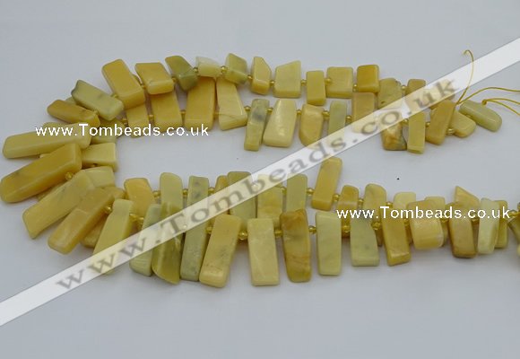 CTD498 Top drilled 10*25mm - 10*45mm sticks yellow jade beads