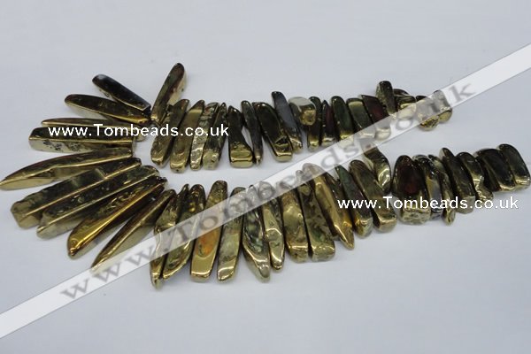 CTD527 Top drilled 10*25mm - 10*60mm wand plated agate beads