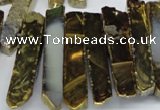 CTD533 Top drilled 10*30mm - 10*65mm wand plated agate beads