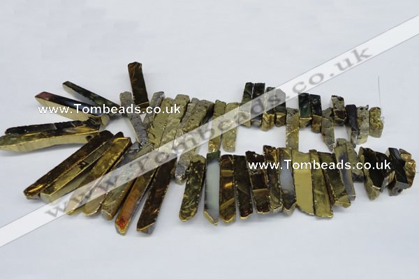 CTD533 Top drilled 10*30mm - 10*65mm wand plated agate beads