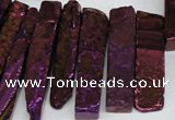 CTD535 Top drilled 10*30mm - 10*65mm wand plated agate beads