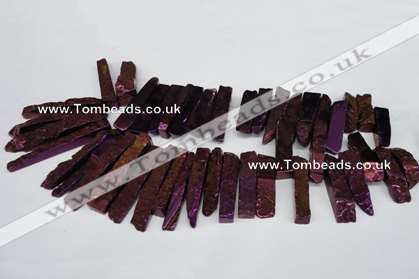 CTD535 Top drilled 10*30mm - 10*65mm wand plated agate beads