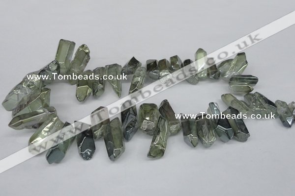 CTD543 Top drilled 10*20mm - 12*35mm nuggets plated quartz beads