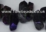 CTD546 Top drilled 10*20mm - 12*35mm nuggets plated quartz beads