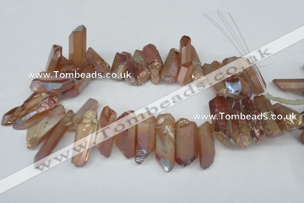 CTD547 Top drilled 12*25mm - 12*45mm nuggets plated quartz beads